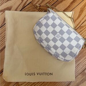 Louis Vuitton White and Gray Clutch with Damier Azur Pattern